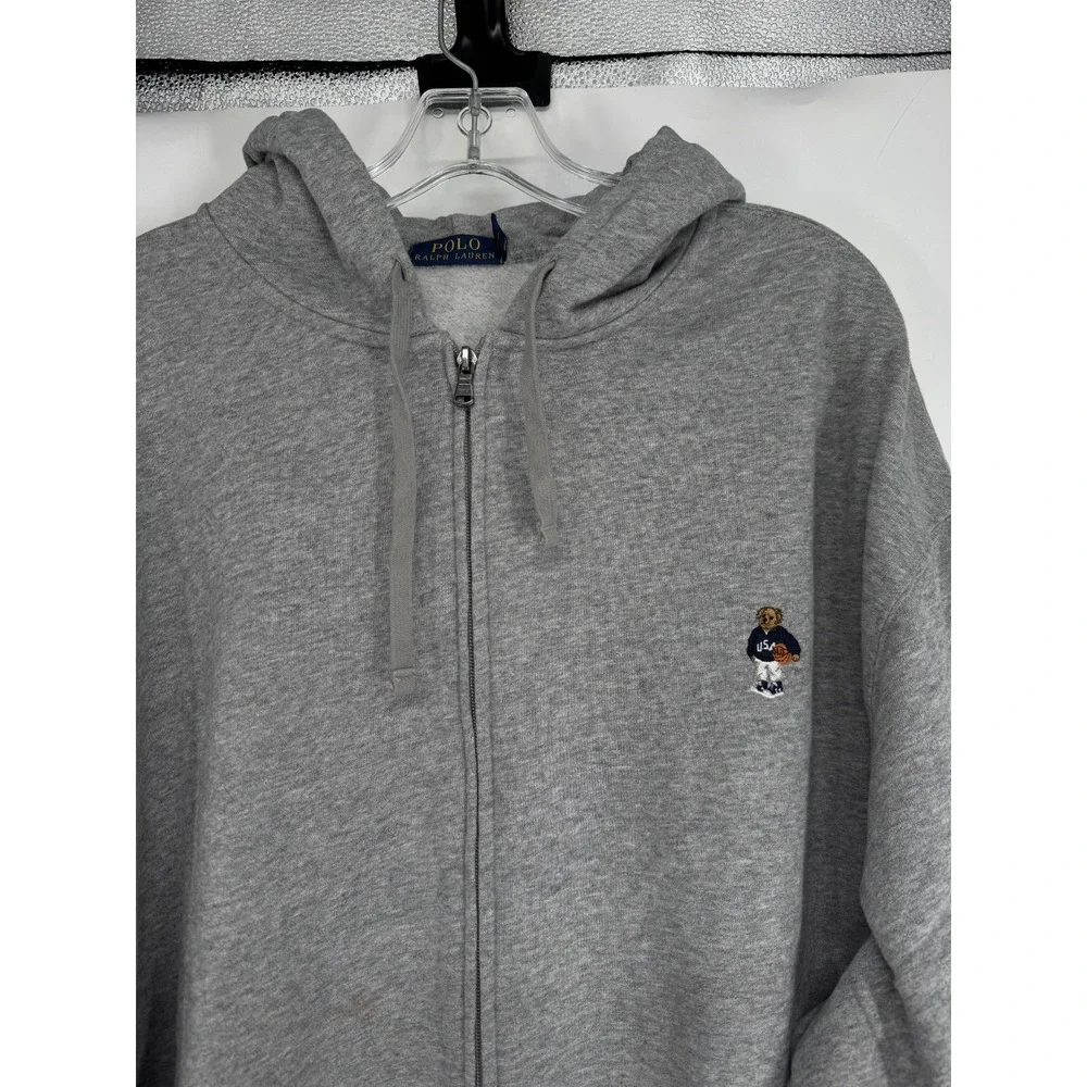 Polo Ralph Lauren Bear Graphic Hoodie Sweatshirt 3XL Big 3XB Full Zip Up Jacket